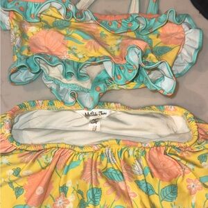 Matilda Jane Yellow and Teal Ruffle Swimsuit